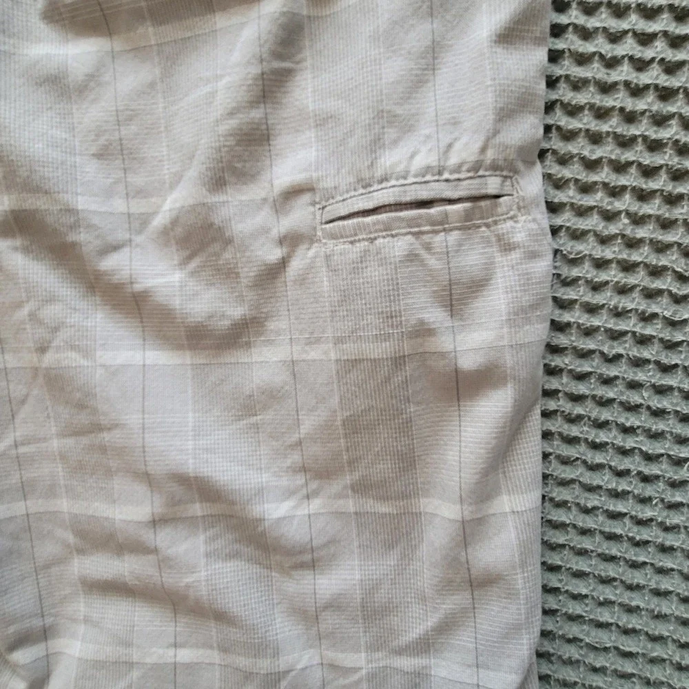 Burnside Shorts Mens‎ 32 Grey Plaid Flat Front Textured Cotton Blend Outdoor